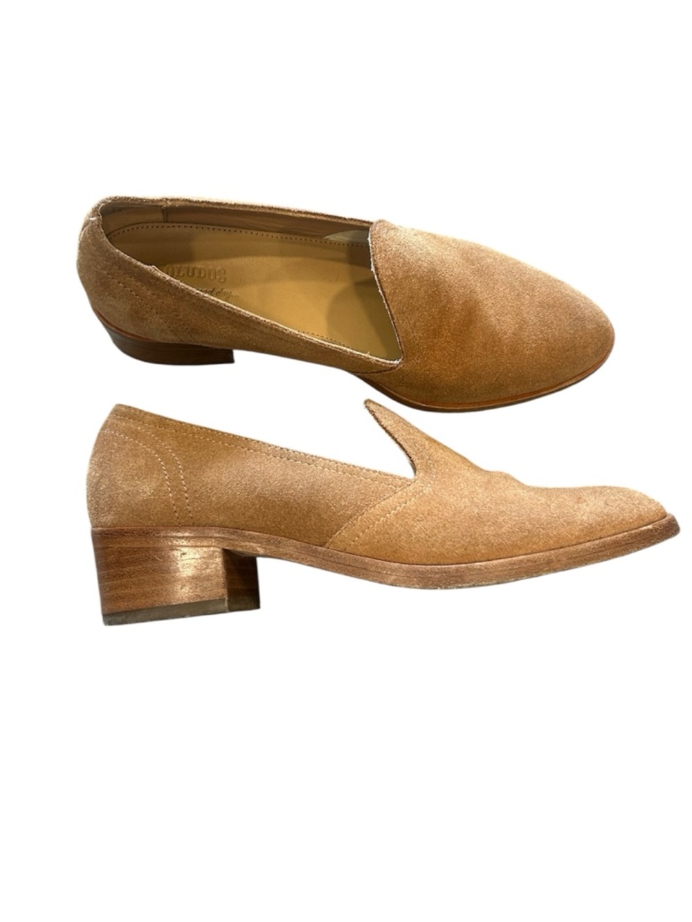 Soludos Sophia Tan block heel Suede Slip-On Loafers - Picture 2 of 7